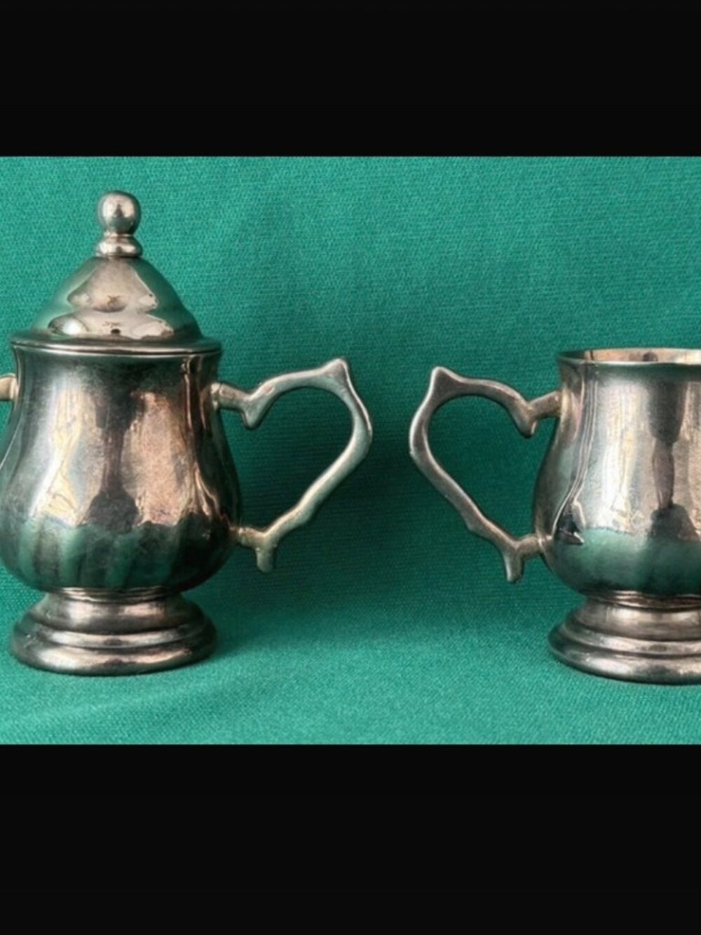 2 Pc Vintage Godinger Silver Art Co. Mini Cream & Sugar Set Silver Plated 2" & 3